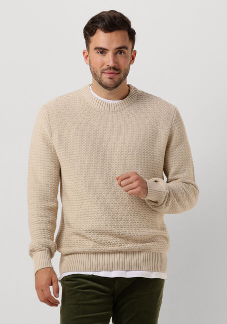 SELECTED HOMME Pull SLHTHIM LS KNIT STRUCTURE CREW en beige - large
