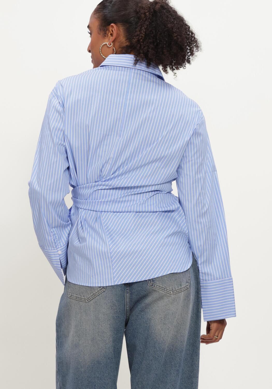 NEO NOIR HELISA STRIPE SHIRT Blouses Bleu clair - large