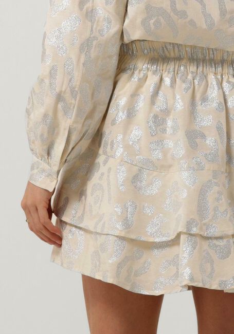 ALIX THE LABEL Mini-jupe LADIES WOVEN LUREX ANIMAL RUFFLE SKIRT en beige - large