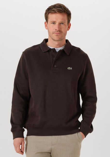 LACOSTE Pull CLASSIC FIT POLO COLLAR RIBBED POLO en marron - large