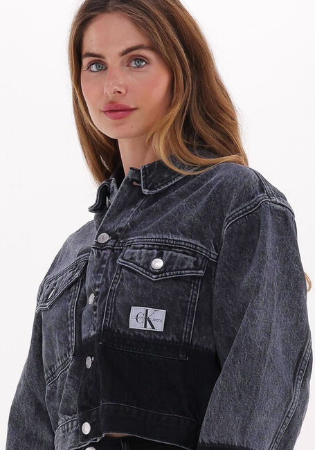 Zwarte CALVIN KLEIN Spijkerjas CROPPED OVERSIZED DENIM JACKET - large
