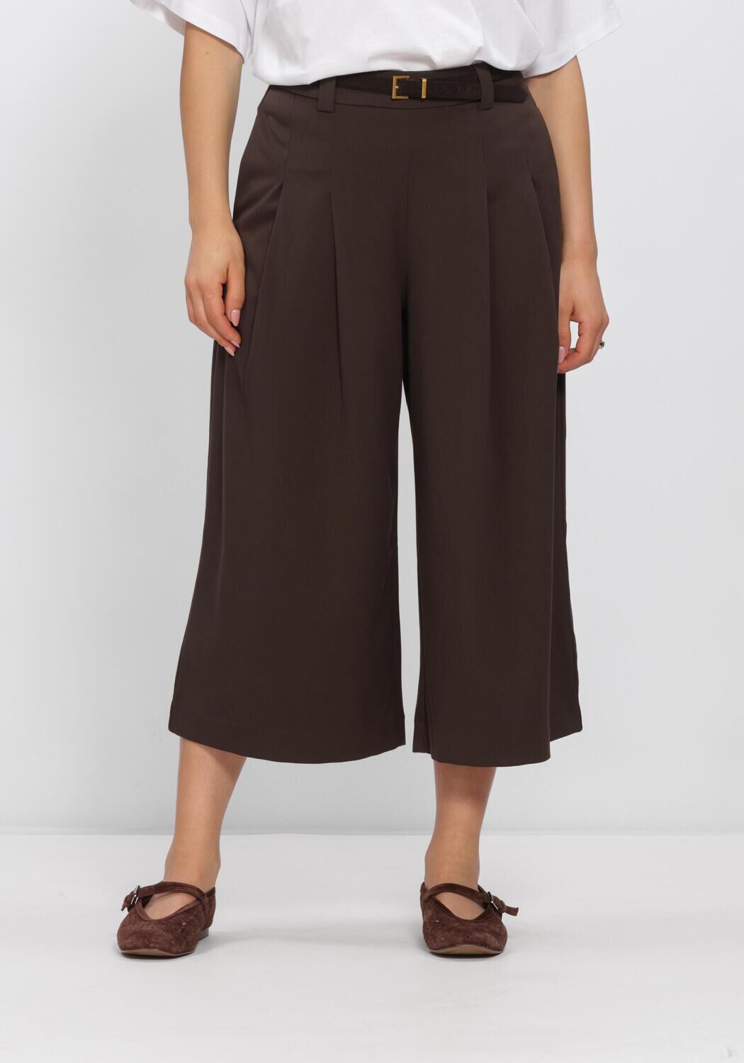 Bruine MSCH COPENHAGEN Broeken/jumpsuits MSCHMARYLA HENRIKA HW CULOTTE PANTS - large