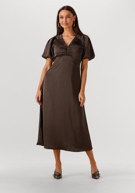 NEO NOIR Robe midi ILLIANA HEAVY SATEEN DRESS en marron - large