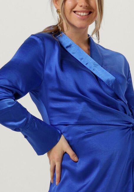 Blauwe COLOURFUL REBEL Mini jurk DORIN UNI SATIN MINI WRAP DRESS - large