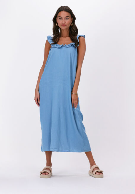Blauwe OBJECT Midi jurk LUCILLE S/L DRESS - large
