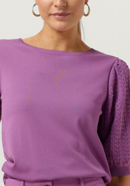 JANSEN AMSTERDAM Haut K136 KNITTED TOP 3/4 PUFFED SLEEVE en violet - large