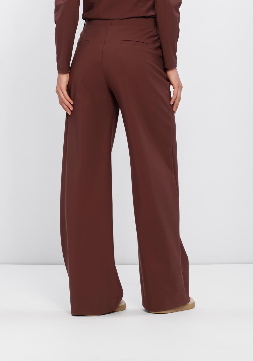 STUDIO ANNELOES Pantalon large LEXIE BONDED TROUSERS en marron - large