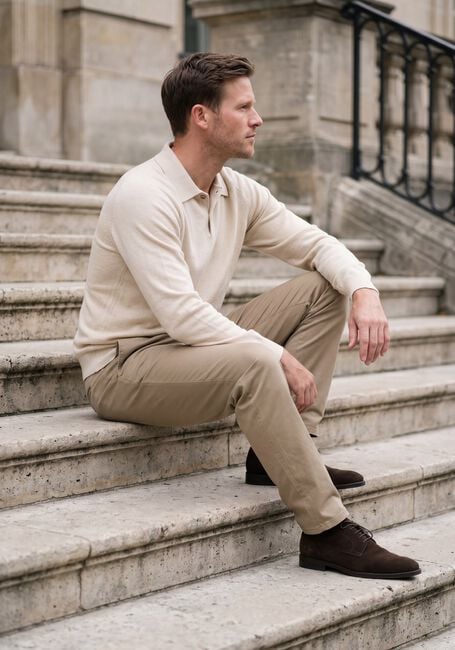 Beige PROFUOMO Trui POLO LS CHENILLE - large