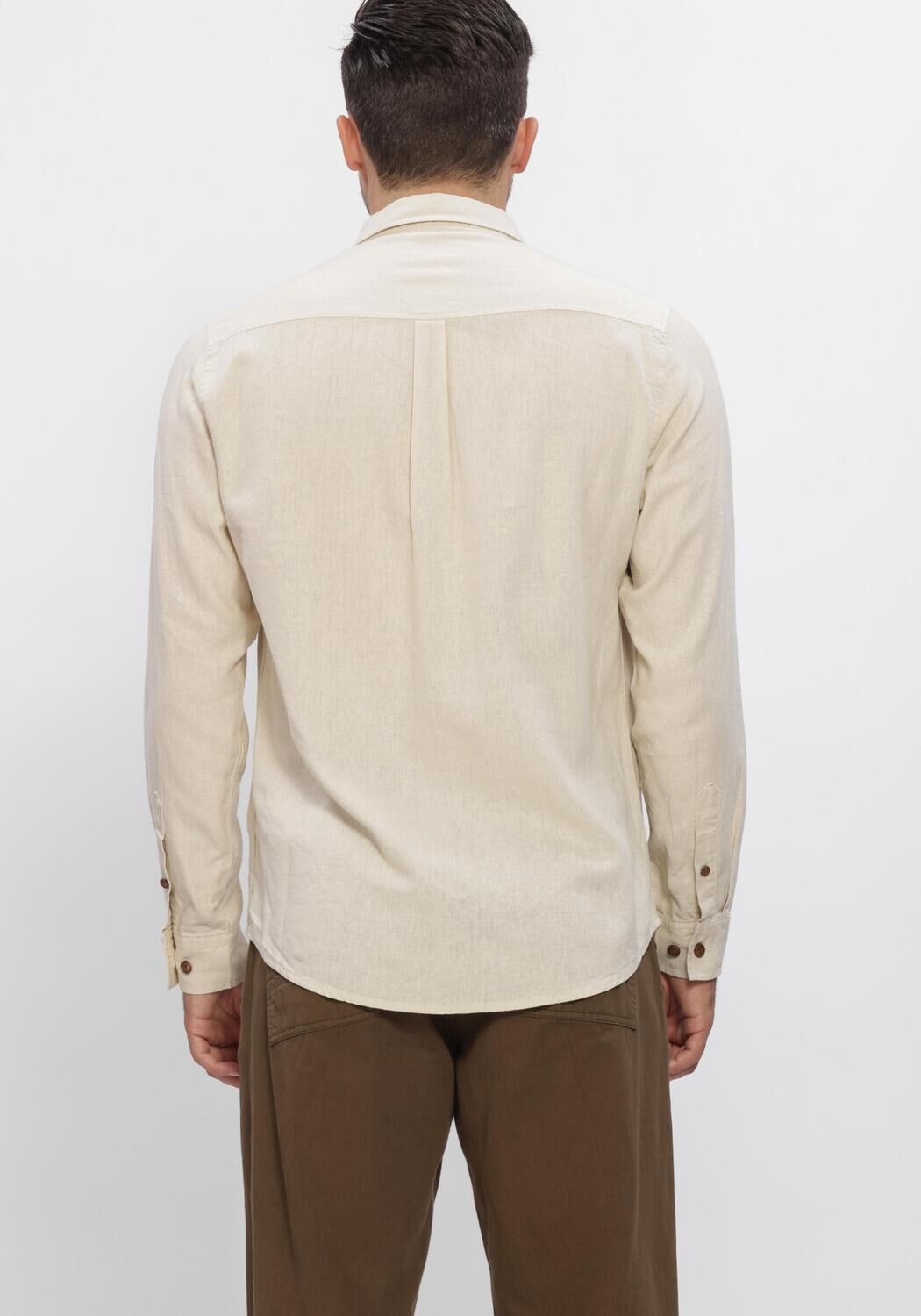 Beige ANERKJENDT Casual overhemd AKLEIF COT/LINEN/VIS L/S SHIRT - large