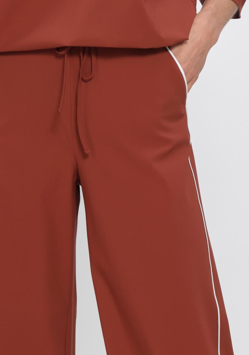 STUDIO ANNELOES Pantalon large LEXIE PIPING TROUSERS en marron - large