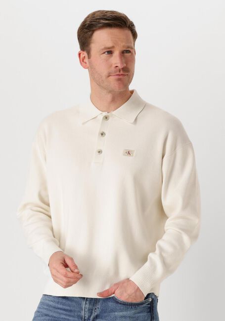 Witte CALVIN KLEIN Polo COTTON POLO SWEATER - large