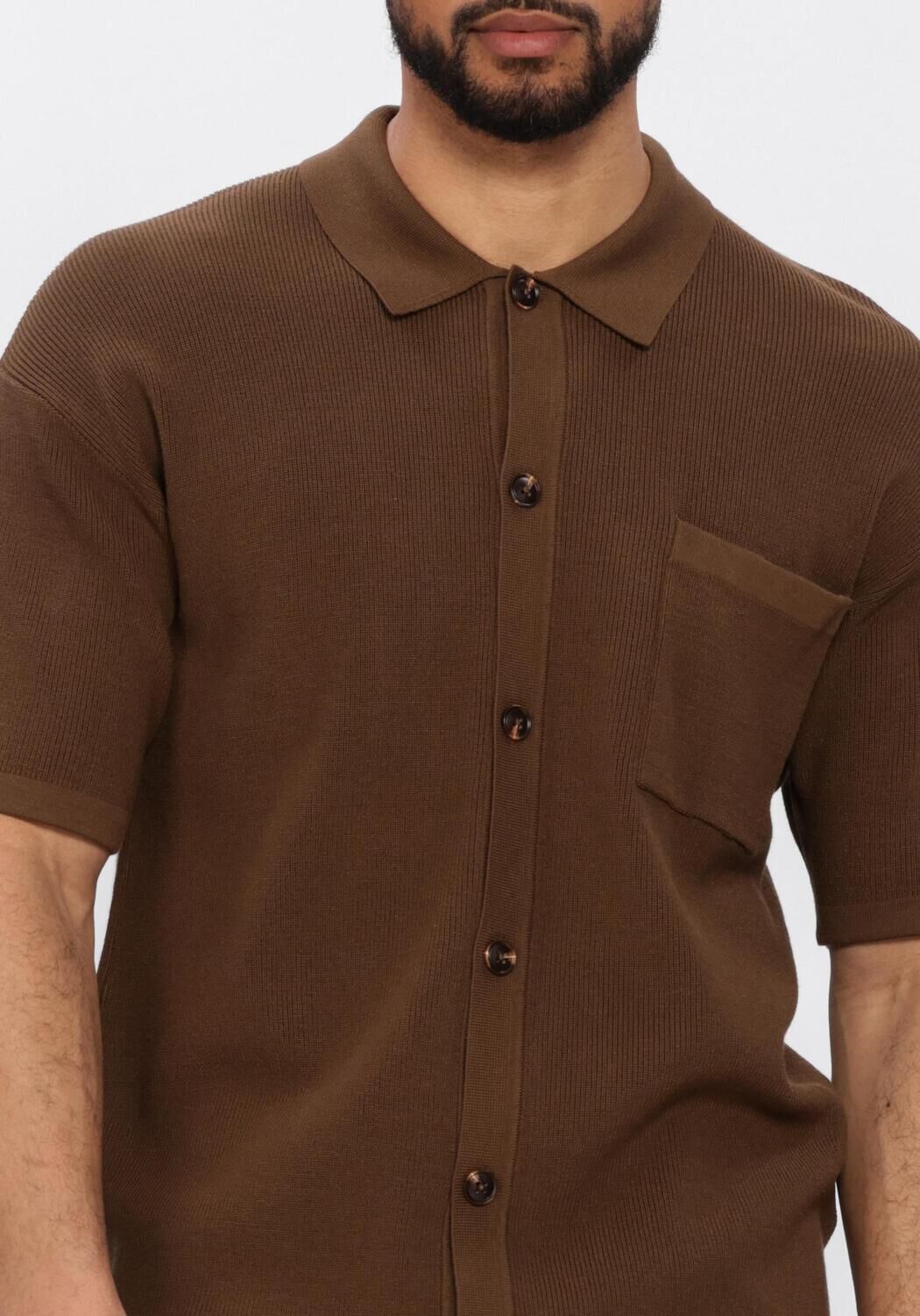 ANERKJENDT Polo AKVILHELM NEEDLE RIB SS KNIT en marron - large