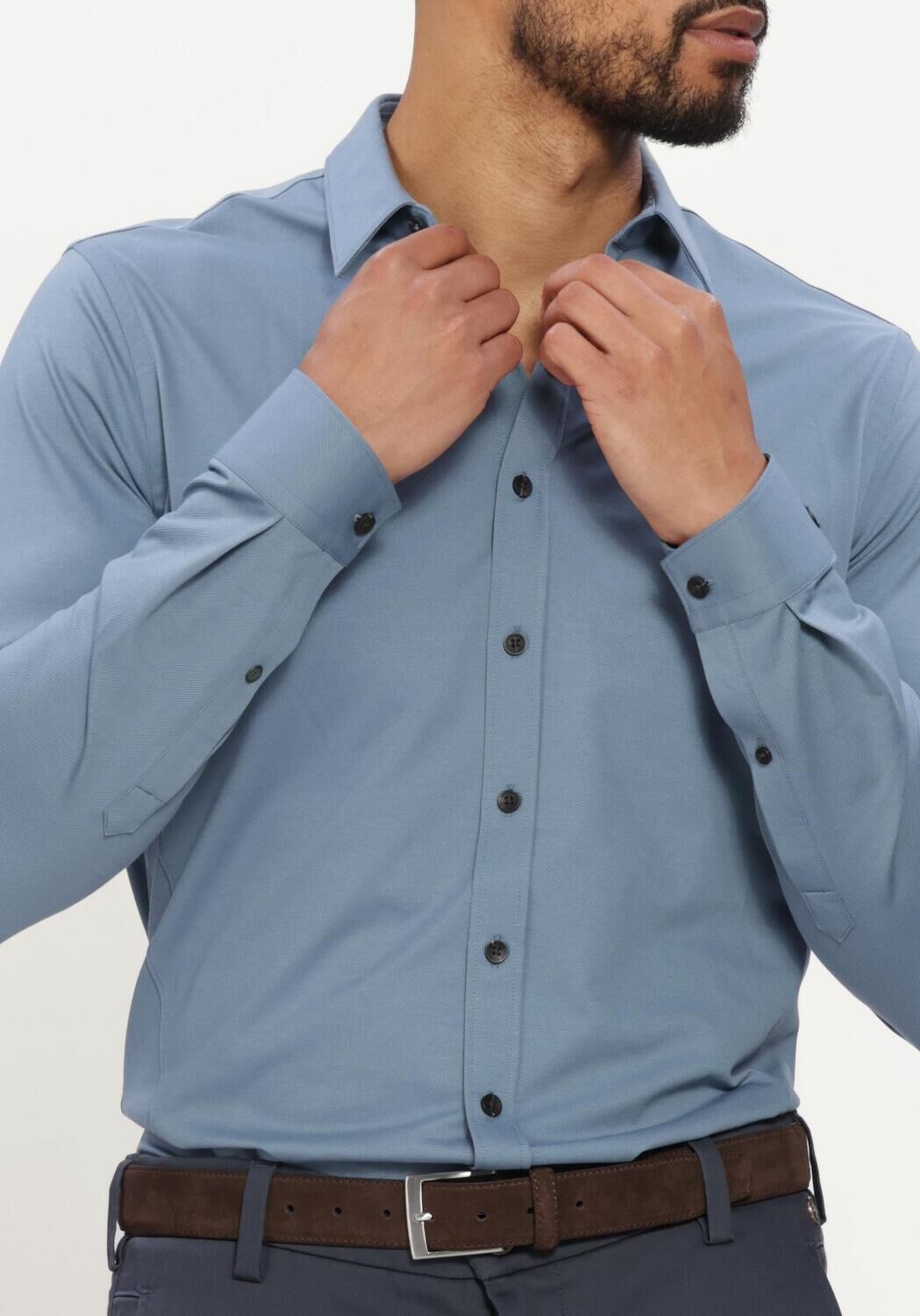 CAST IRON Chemise classique LONG SLEEVE SHIRT TWILL JERSEY en bleu - large