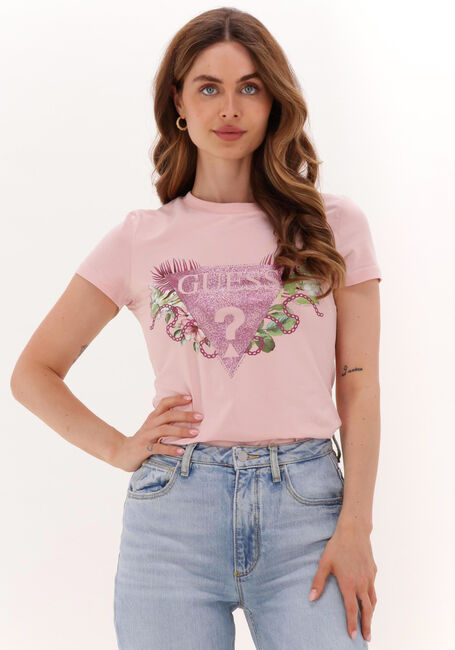 Lichtroze GUESS T-shirt SS CN FLORIA TEE - large