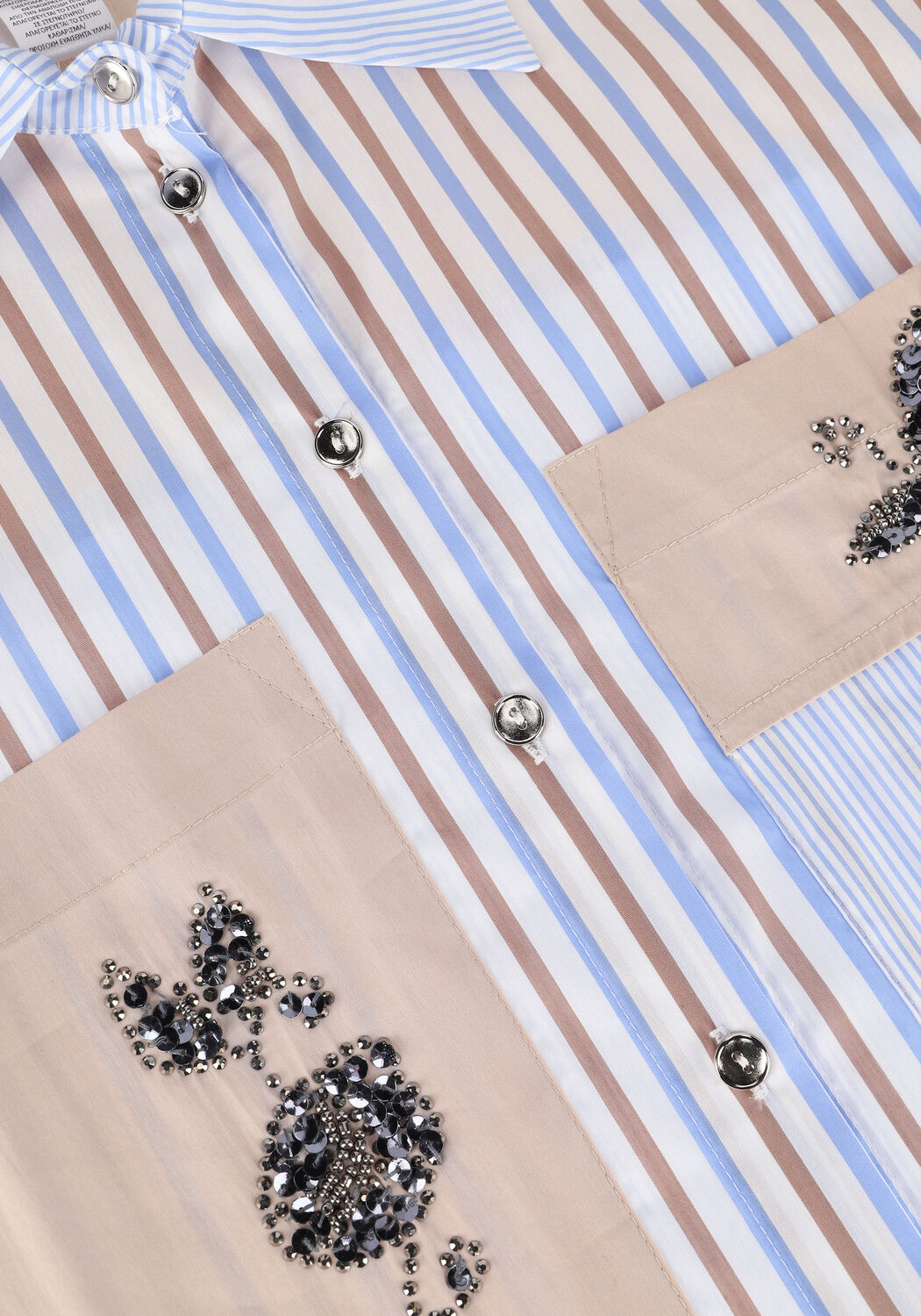 ACCESS SHIRT WITH COMBO OF STRIPES AND EMBROIDERY Blouses Bleu clair - large