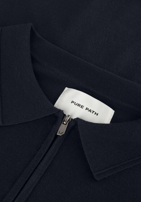 Donkerblauwe PURE PATH Polo KNITTED SHOTSLEEVE POLO HALF ZIP WITH CHEST EMBROIDERY Donkerblauwe PURE PATH Polo KNITTED SHOTSLEEVE POLO HALF ZIP WITH CHEST EMBROIDERY - large