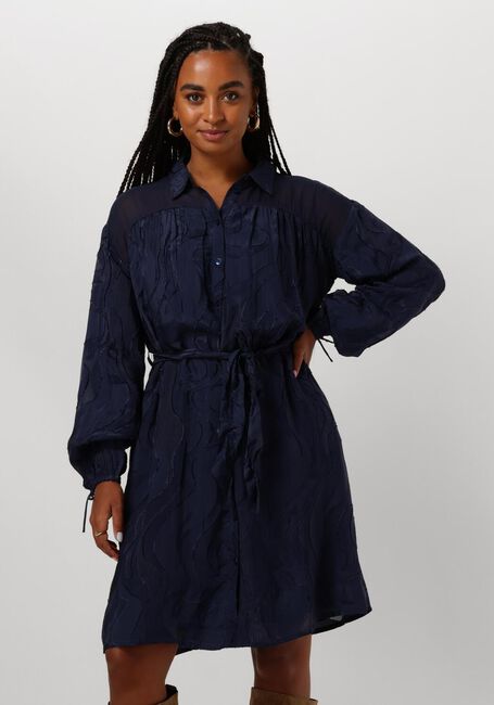 Blauwe POM AMSTERDAM Mini jurk JACQUARD MIDNIGHT BLUE - large