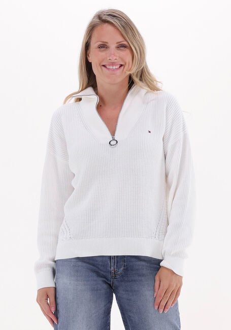 TOMMY HILFIGER Pull HAYANA CABLE ZIP-UP SWEATER Blanc - large