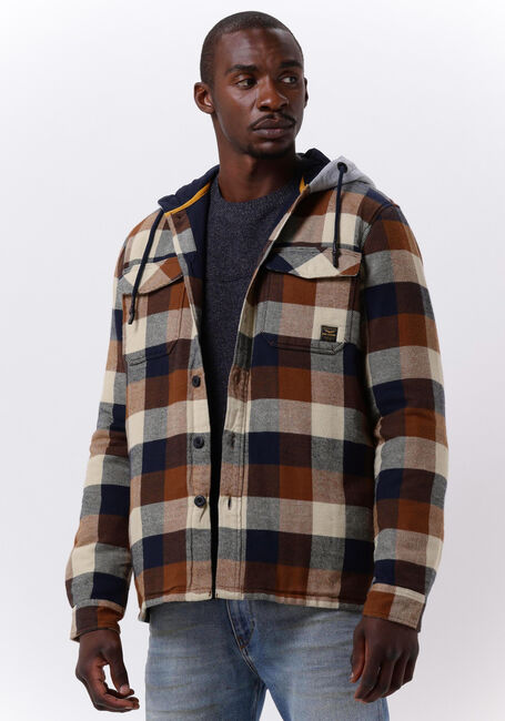 PME LEGEND Gilet LONG SLEEVE SHIRT HEAVY CTN FLANEL TWILL PADDED en marron - large