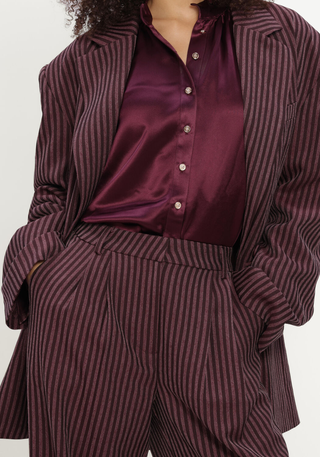 AMAYA AMSTERDAM Pantalon large ADELINE PANTS Bordeaux - large