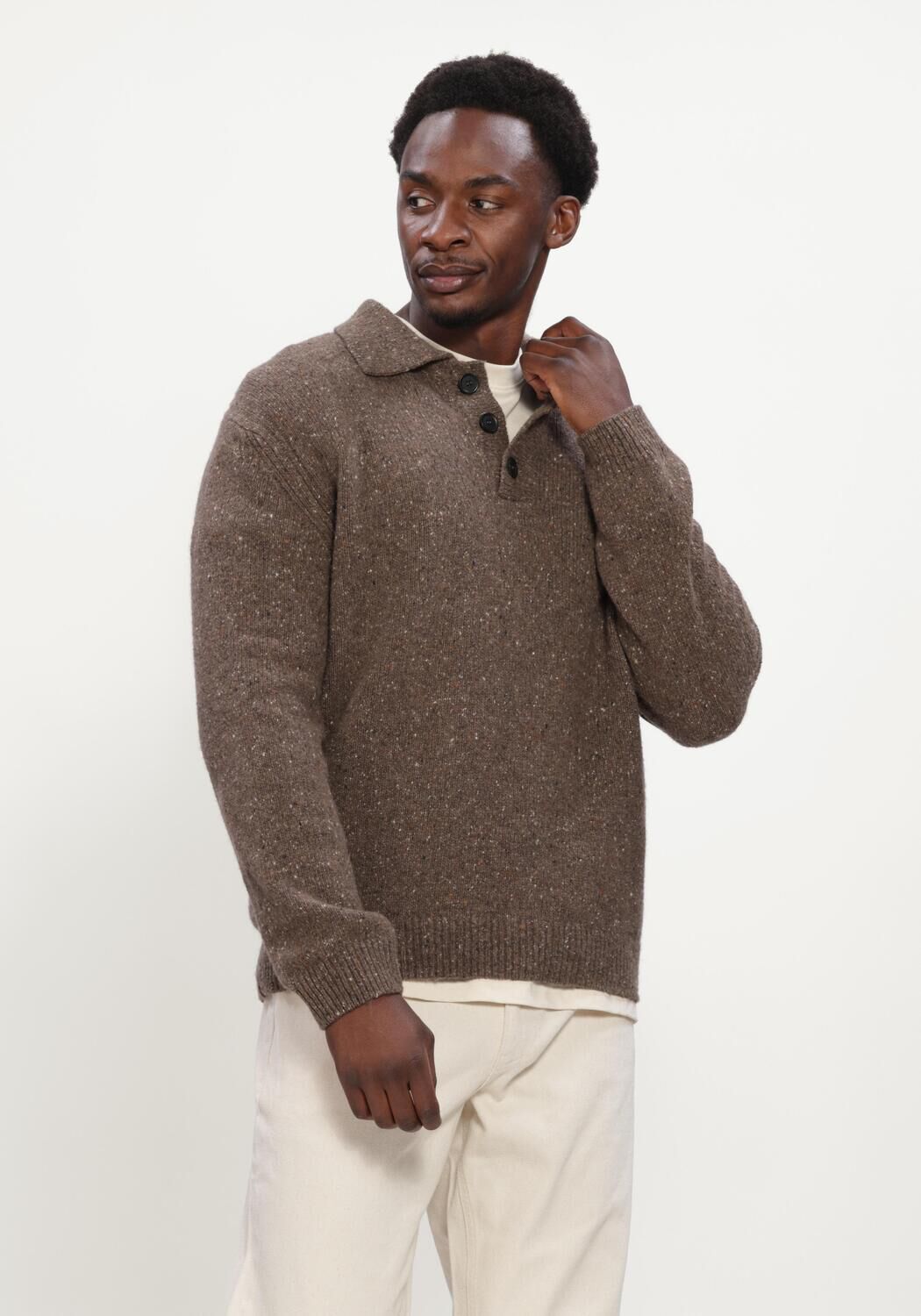 THE GOODPEOPLE Pull KPOLO en marron - large