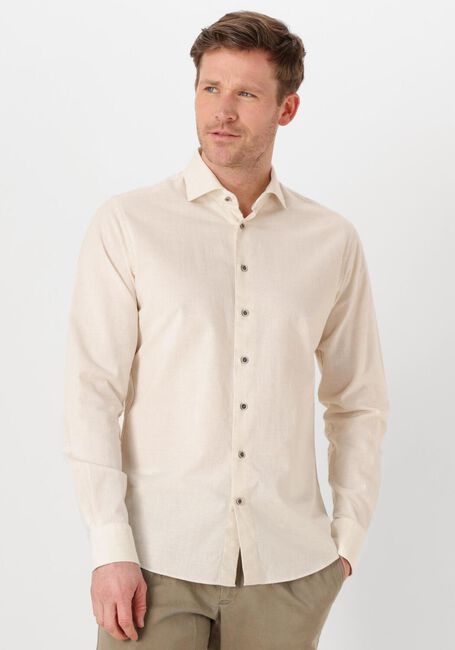 Ecru PROFUOMO Klassiek overhemd SHIRT X-CUTAWAY SC SF COTTON LINEN - large