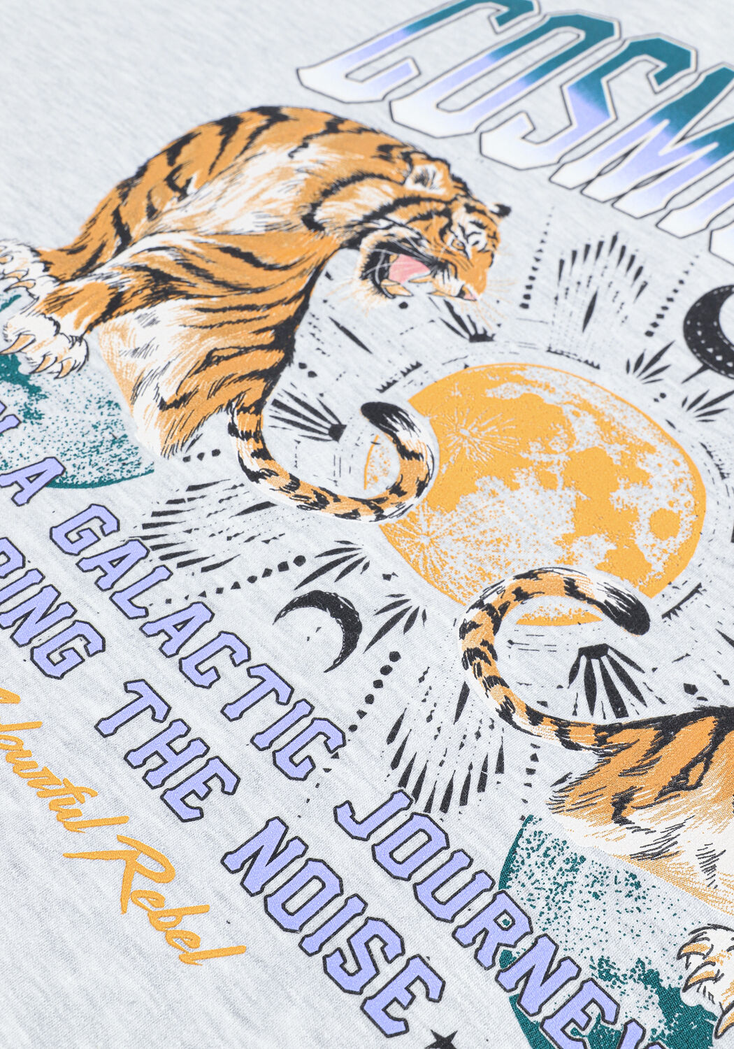 Lichtgrijze COLOURFUL REBEL Sweater COSMIC ROARS DROPPED SHOULDER - large