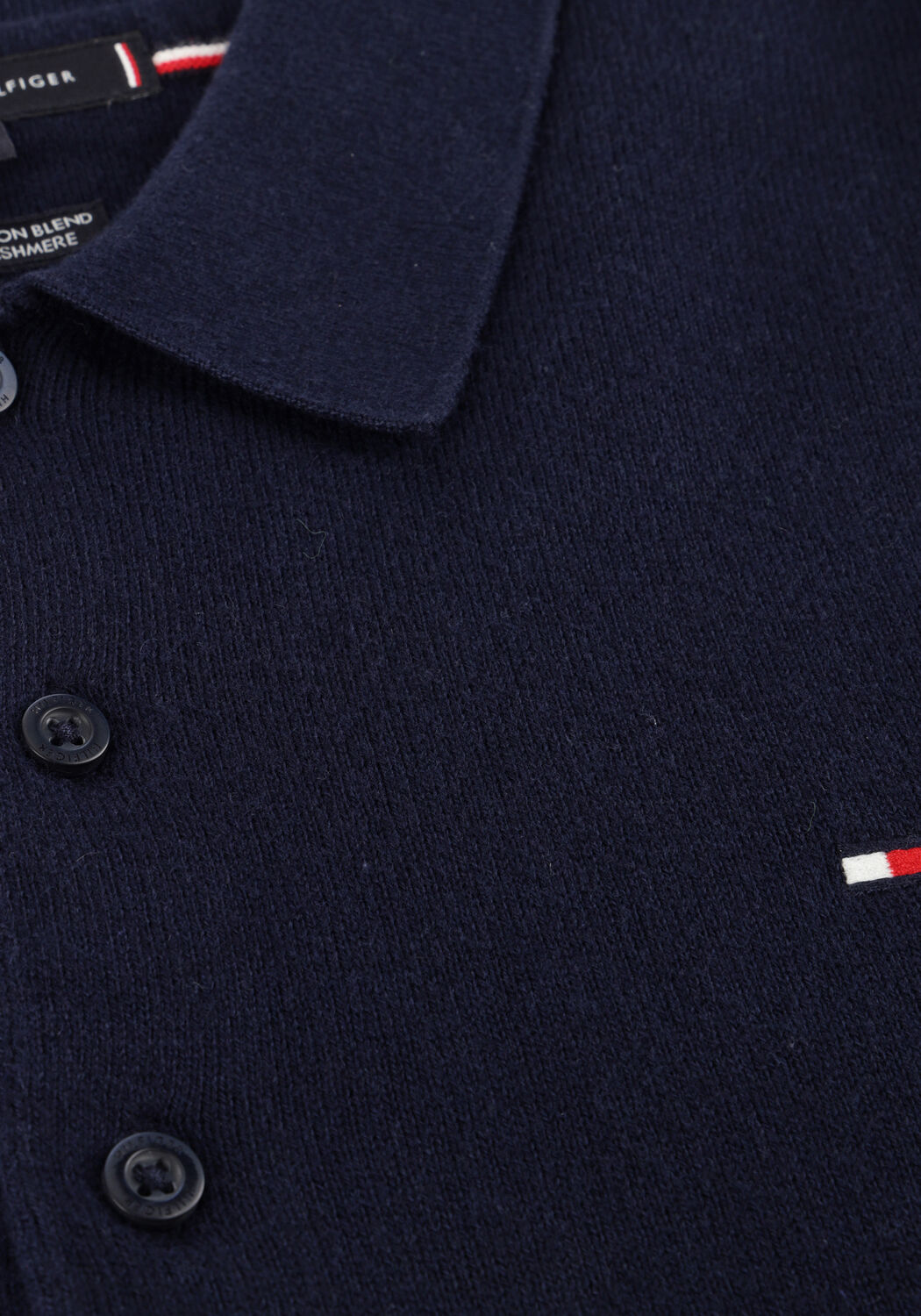 Donkerblauwe TOMMY HILFIGER Trui PIMA ORG CTN CASHMERE LS POLO - large