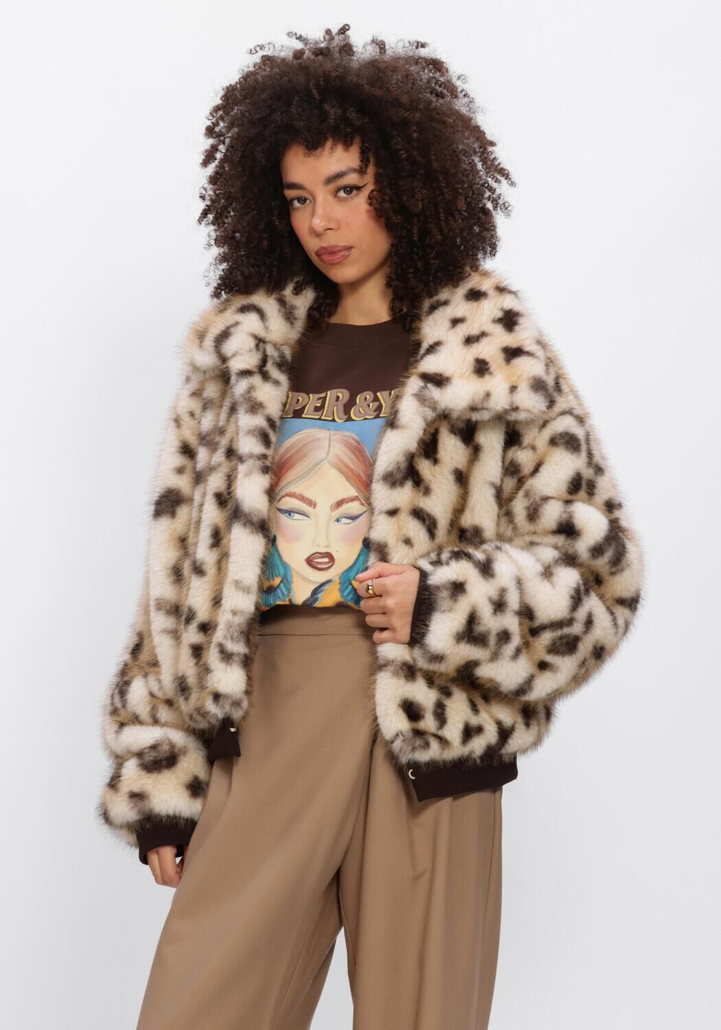 Beige HARPER & YVE Faux fur jas STACY-JA - large