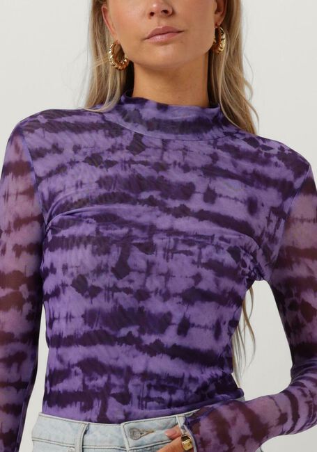 COLOURFUL REBEL  NEYO TIE DYE MESH TURTLENECK TOP Lilas - large