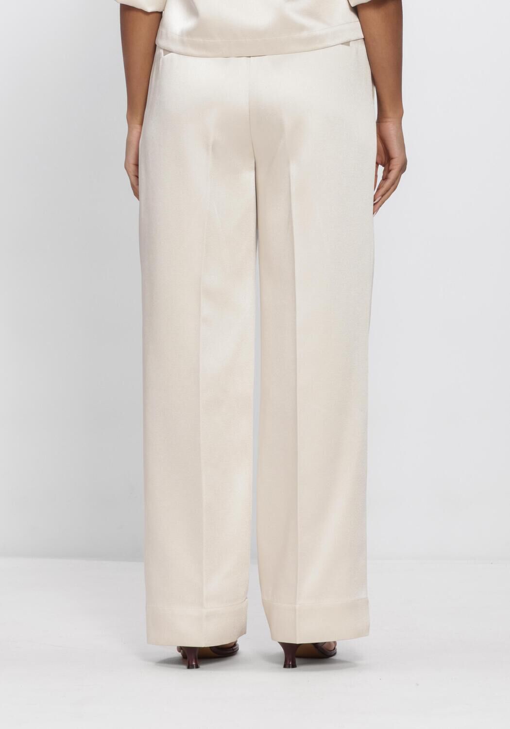 SECOND FEMALE Pantalon large PERLLA TROUSERS en beige - large