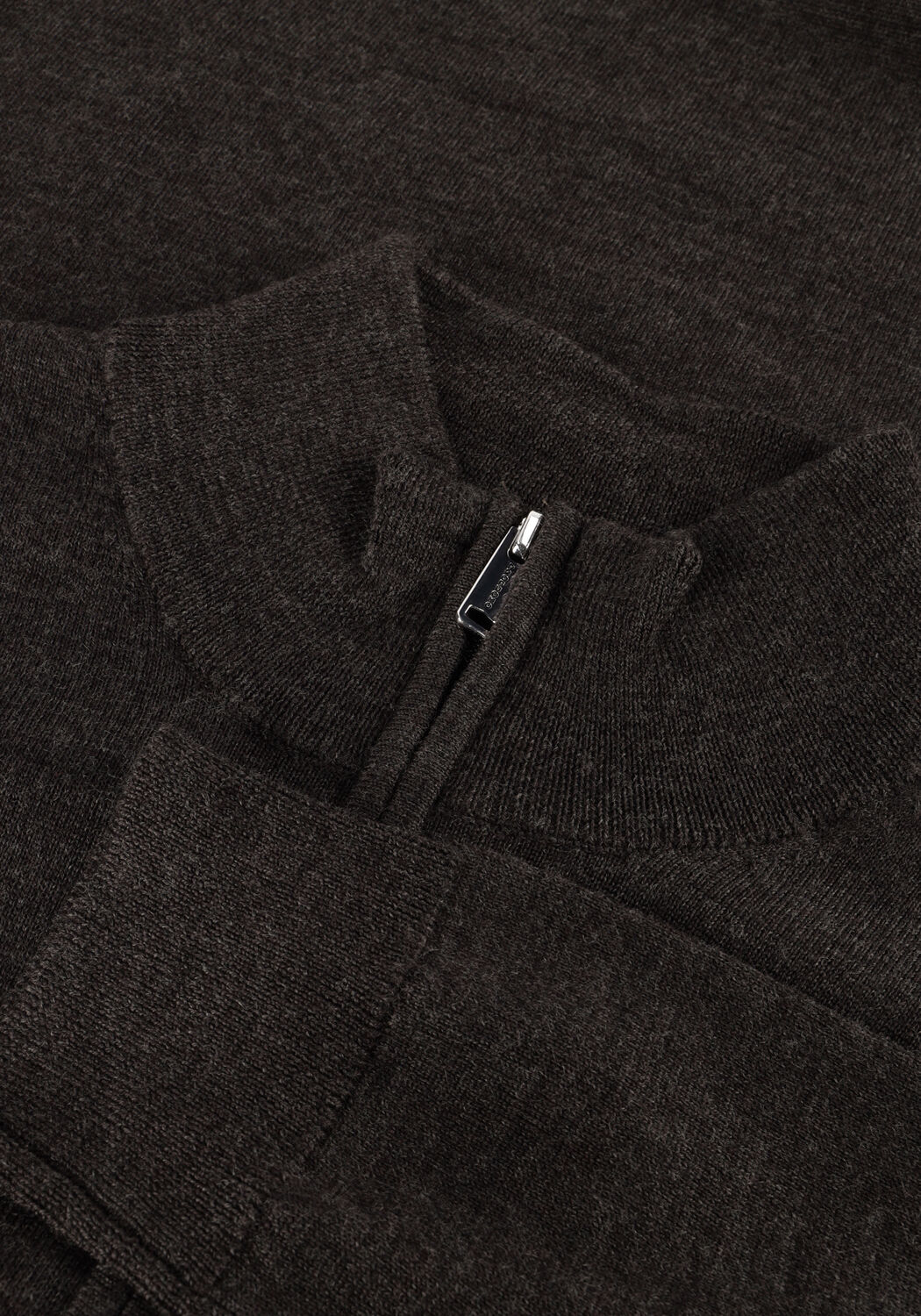 Bruine PROFUOMO Trui PULLOVER HALF ZIP MERINO - large