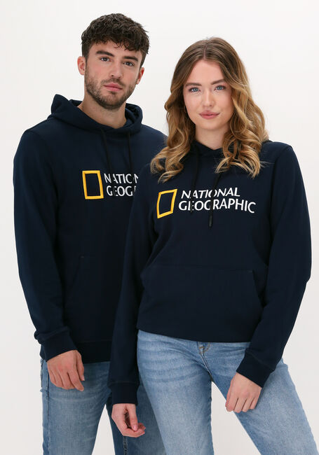 NATIONAL GEOGRAPHIC Chandail UNISEX HOODY WITH BIG LOGO Bleu foncé - large