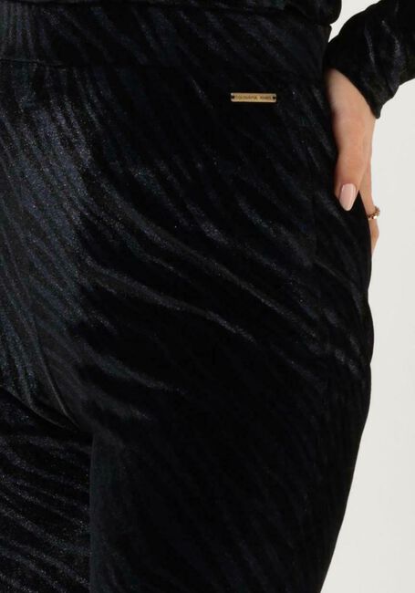 Blauwe COLOURFUL REBEL Flared broek JOLIE ZEBRA VELVET FLARE - large