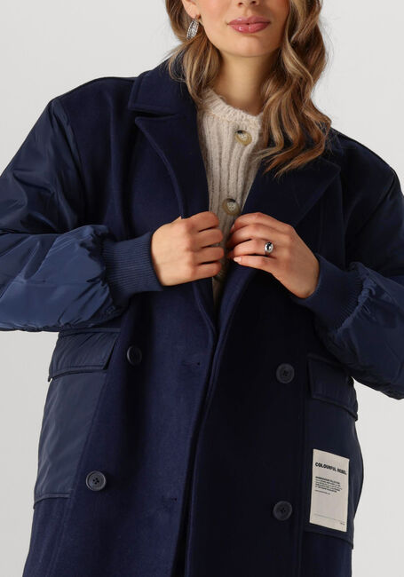 COLOURFUL REBEL Manteau ADA CONTRAST WOOL LONG COAT Bleu foncé - large