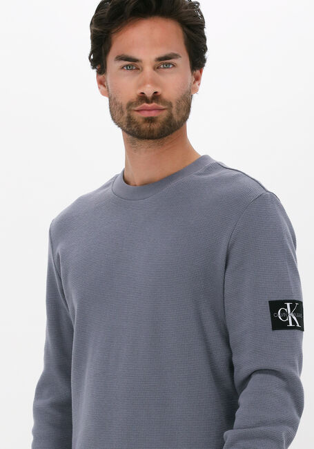Grijze CALVIN KLEIN Sweater BADGE WAFFLE LS TEE - large