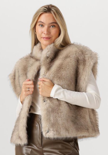 Taupe NEO NOIR Bodywarmer KEVINI FAUX FUR VEST - large