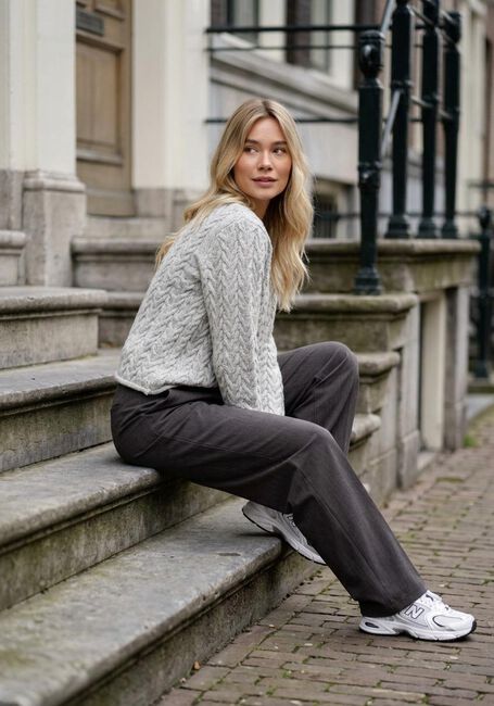 Grijze OBJECT Pantalon OBJSIGRID HW CASUAL PANT NOOS - large