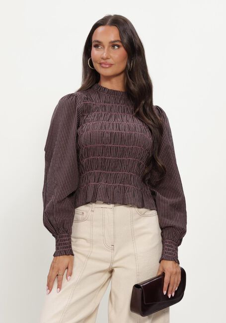 Bruine NEO NOIR Top OLIANA CHECK BLOUSE - large
