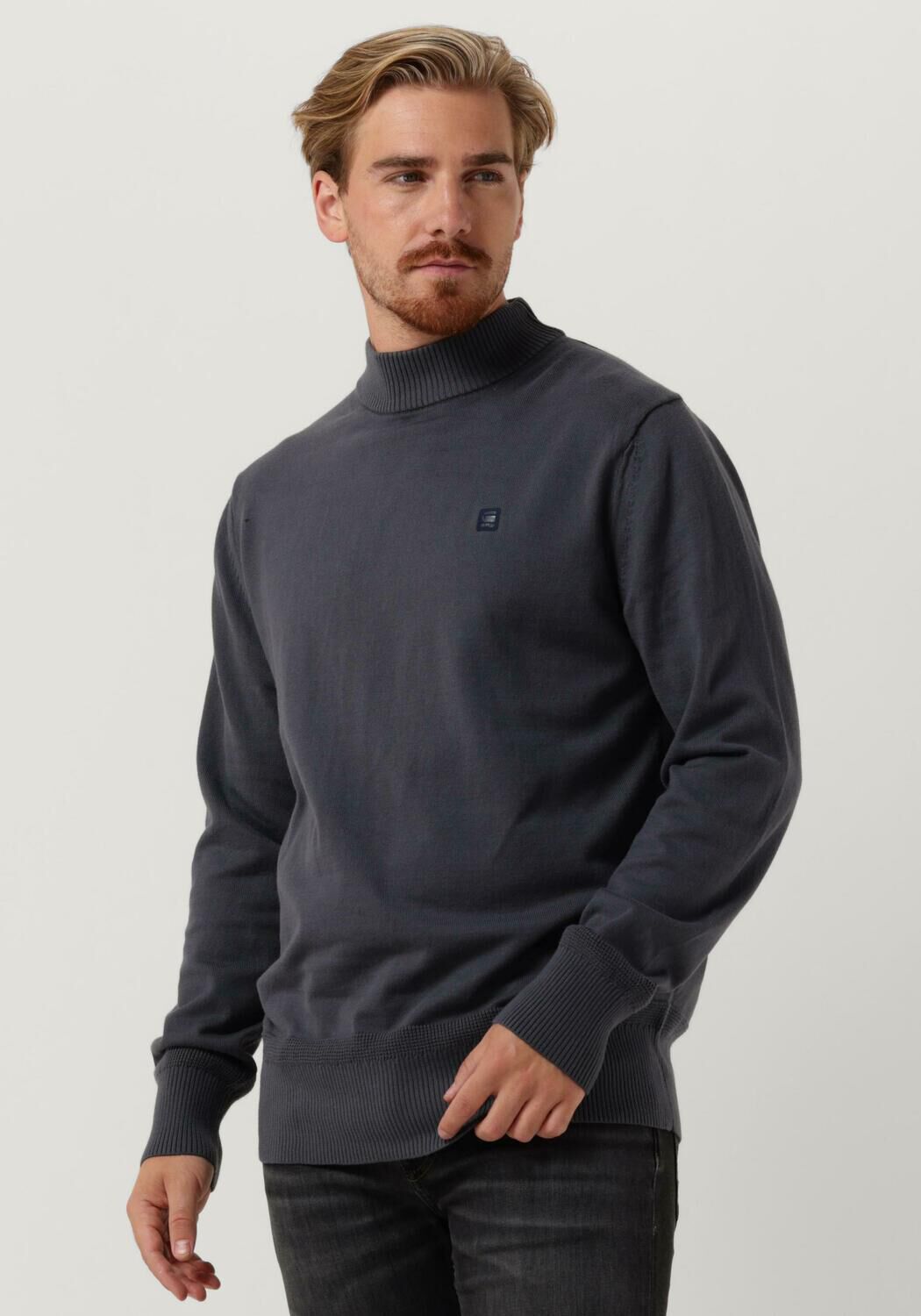 G STAR RAW Pull PREMIUM CORE MOCK KNIT en bleu Omoda