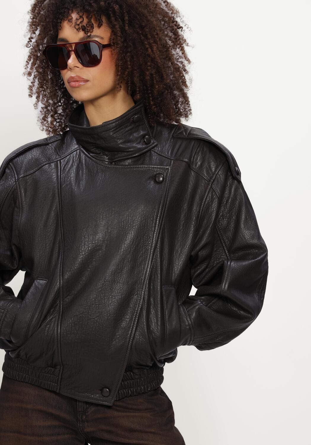 IBANA Veste en cuir JOZINE en noir - large