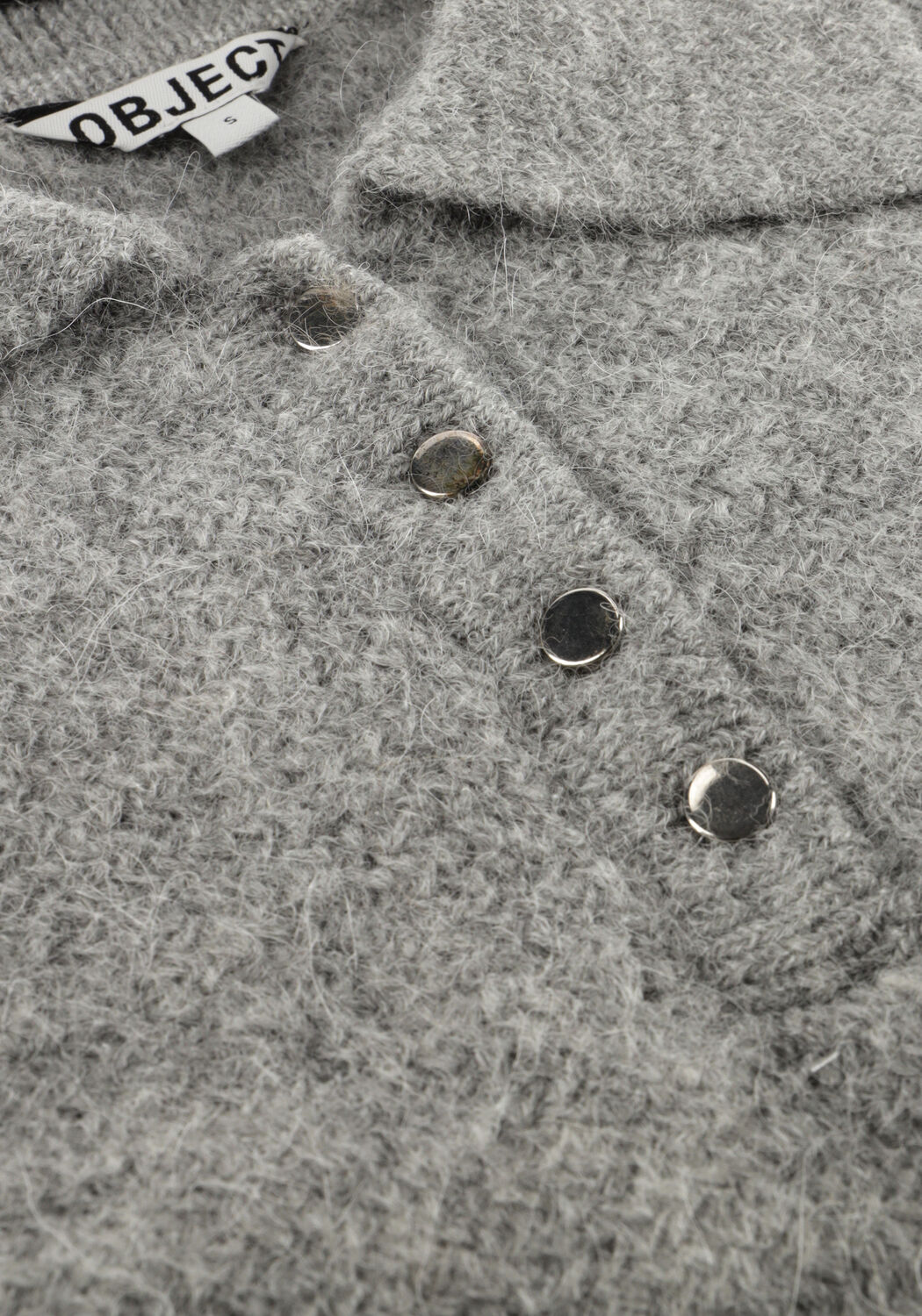 OBJECT Pull OBJANNE S/S RE KNIT POLO Gris clair - large