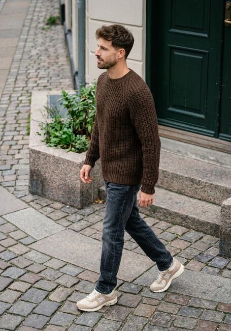 ANERKJENDT Pull AKSUNE STRUCTURE KNIT en marron - large