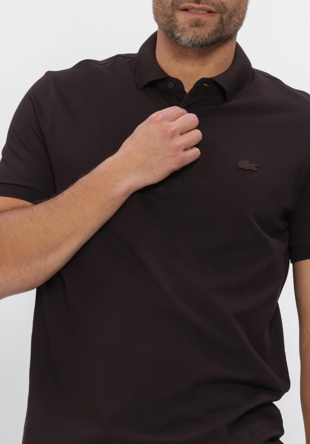 LACOSTE Polo REGULAR FIT COTTON BLEND POLO SHIRT en marron - large