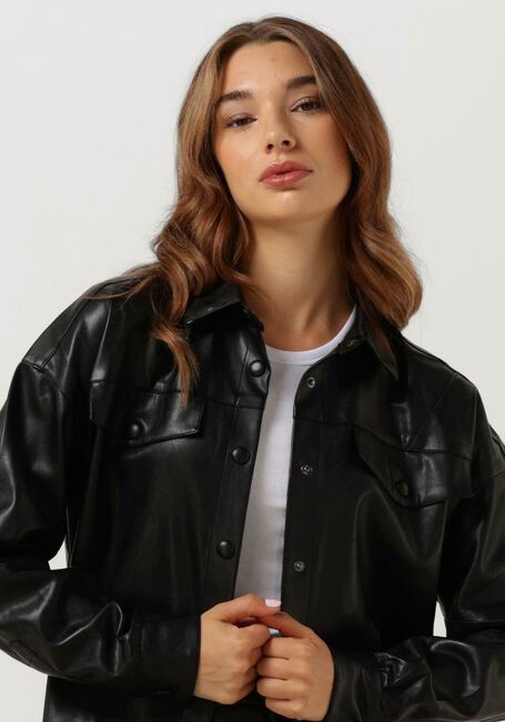 Zwarte COLOURFUL REBEL  KIKI VEGAN LEATHER BOYFRIEND BLOUSE - large