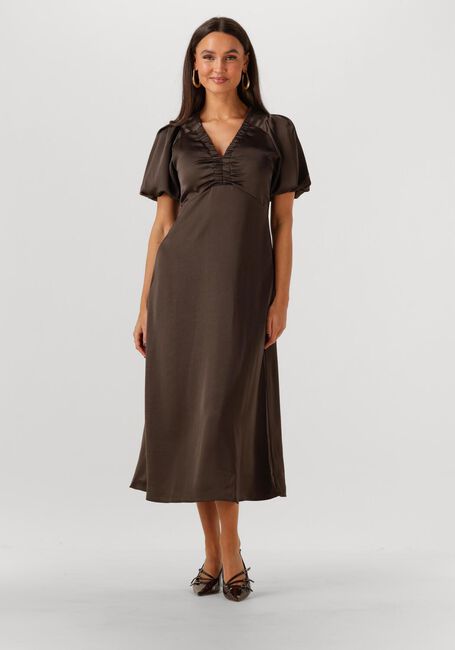NEO NOIR Robe midi ILLIANA HEAVY SATEEN DRESS en marron - large