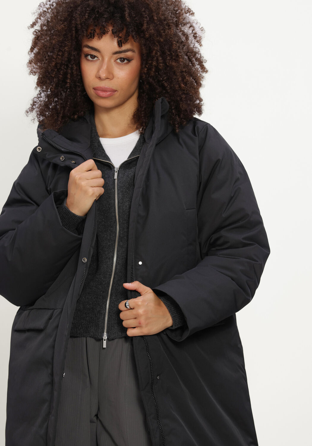 OBJECT Veste matelass&eacute; OBJKELYN L/S RE LONG JACKET NOOS en noir - large