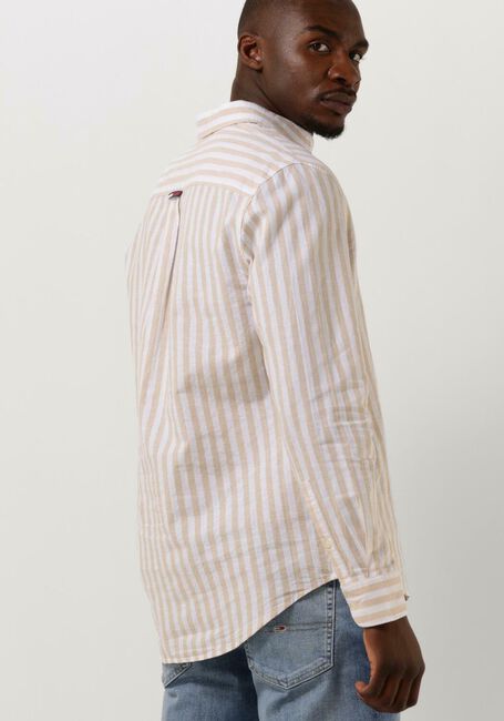 Beige TOMMY JEANS Casual overhemd TJM CLSC LS STRIPE LINEN SHIRT - large