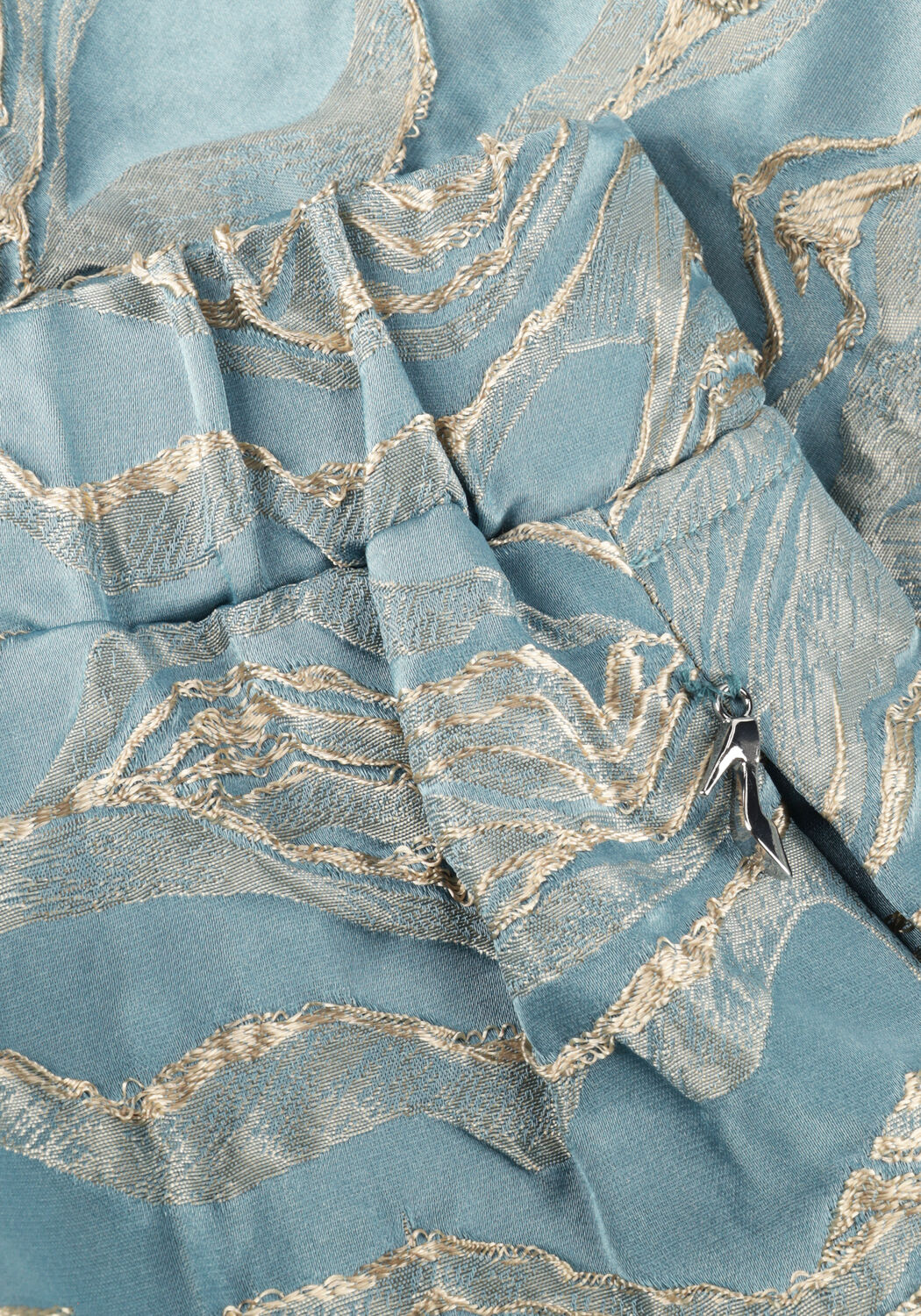 Lichtblauwe JANSEN AMSTERDAM Jack QWEN JASJE 219 GJ BOMBER LONG SLEEVE GOLD JACQUARD - large