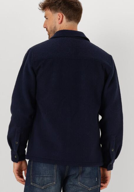 Donkerblauwe ANERKJENDT Overshirt AKOSCAR BOILED WOOL OVERSHIRT - large